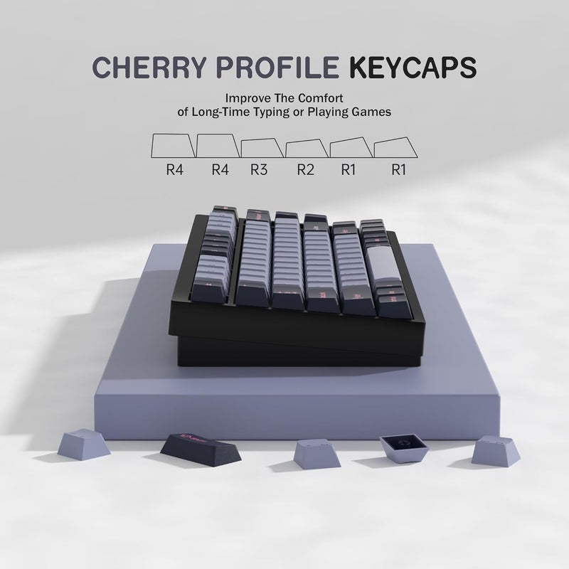 KBDiy 8008 PBT Double Shot Keycap Set,174 Keys Retro Blue Custom Key Cap Keycaps 60 Percent Cherry Profile Keycaps for 61/64/68/84/87/100/104/108 Mechanical Keyboard - Image 3